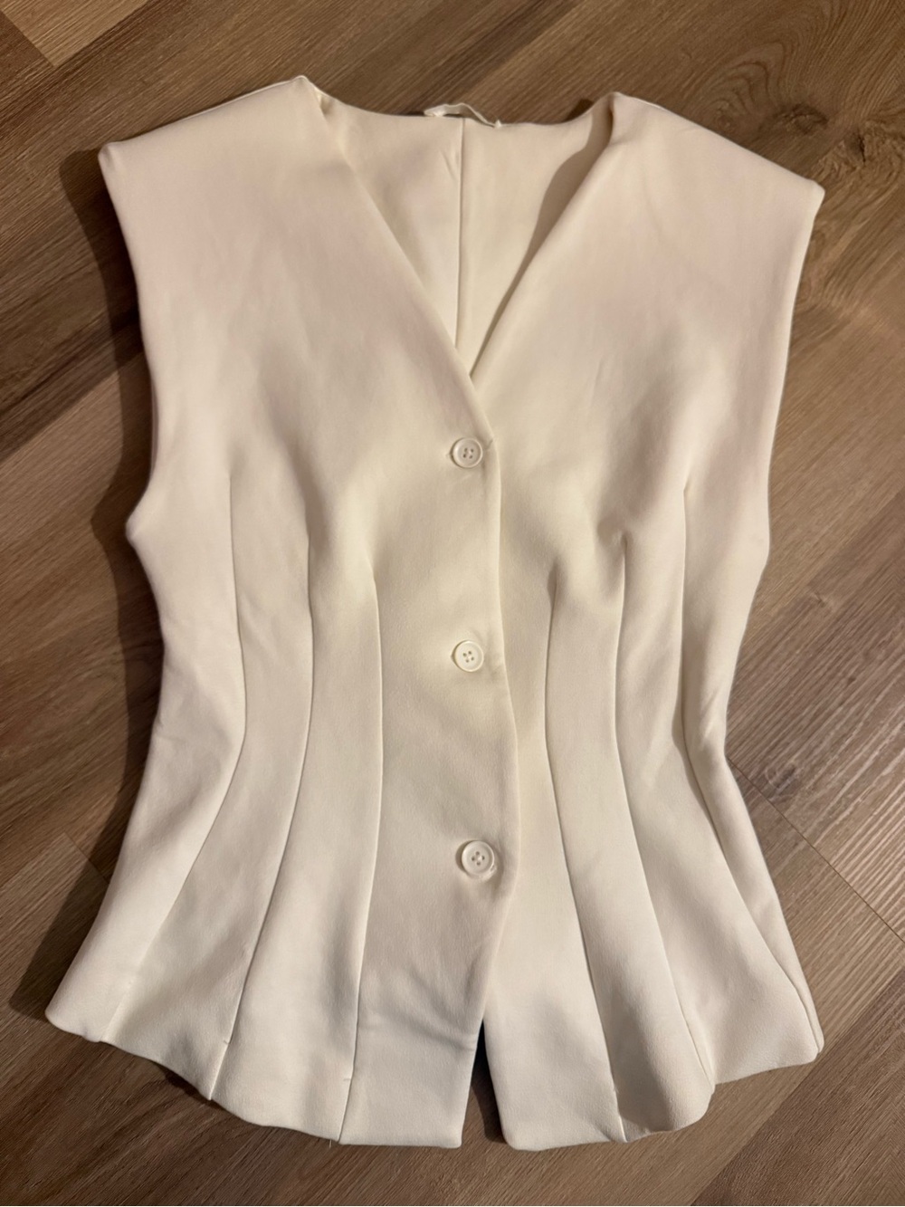 Zara Cream Sleeveless Button-Front Tailored Tunic - Picture 2 of 8